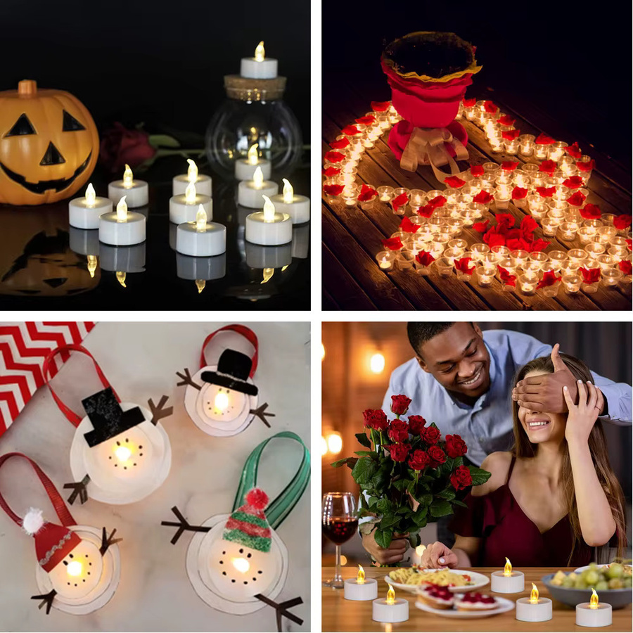 Flammenlose LED-Teelichter mit Flacker-Effekt für Halloween und Weihnachten, Set aus 12 oder 24 Stück, Farbe Weiß - Bild 5