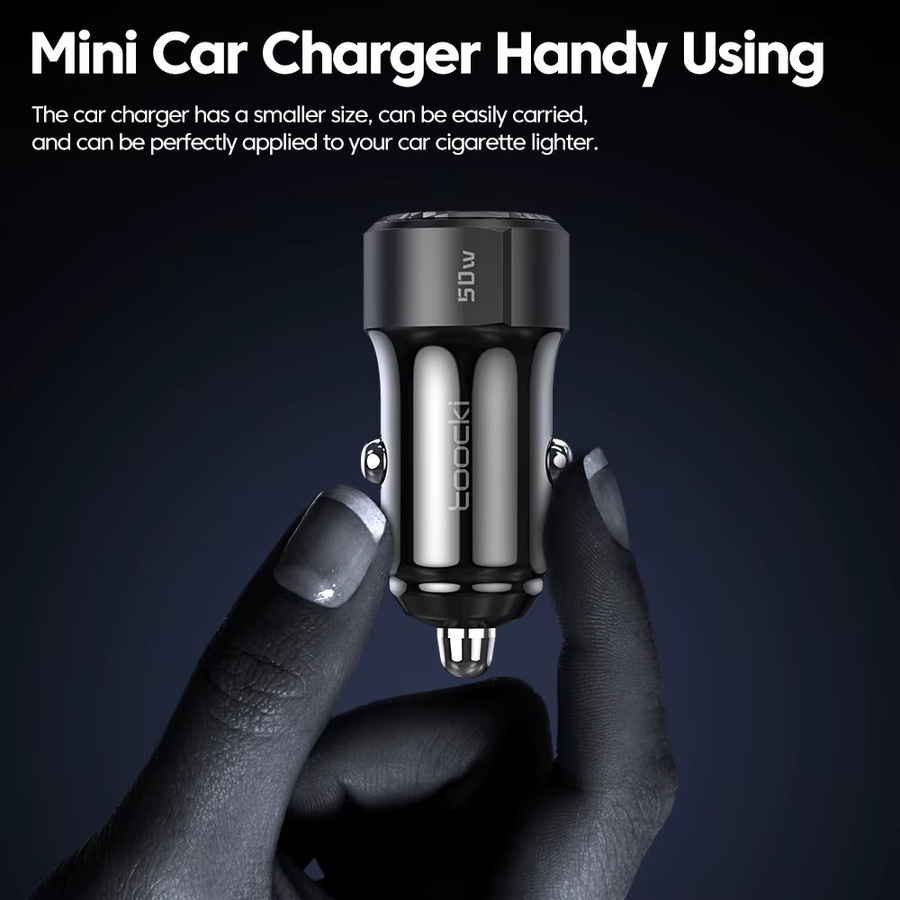 Toocki 50W USB C Auto Ladegerät mit PD und QC 3.0 Schnellladefunktion in Schwarz - Bild 4