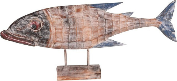 DELUKE Holzdekoration Greta in Fisch-Optik aus Albasia-Holz, Farbe Natur/Braun, B: 41 cm, T: 14 cm, H: 100 cm