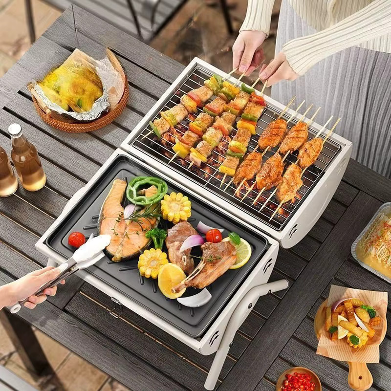 JUSTINLAU Tragbarer Outdoor-Holzkohlegrill für Camping in Schwarz - Bild 2