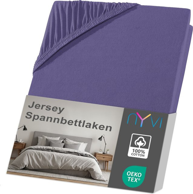 NYVI Jersey Spannbettlaken DreamScience aus 100% Baumwolle, lila, bügelfrei, für Matratzen bis 22 cm Höhe, B/T: 180 x 200 cm oder 200 x 200 cm oder 200 x 220 cm - Bild 1