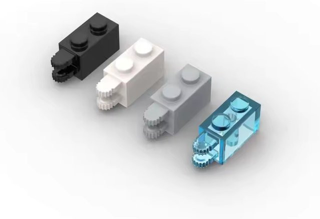 Gobricks GDS-1094 Scharnierverriegelung mit 2 Fingern, Ziegelstein, 1 x 2 Zähne, horizontales Ende, 9, Zubehör - Bild 1
