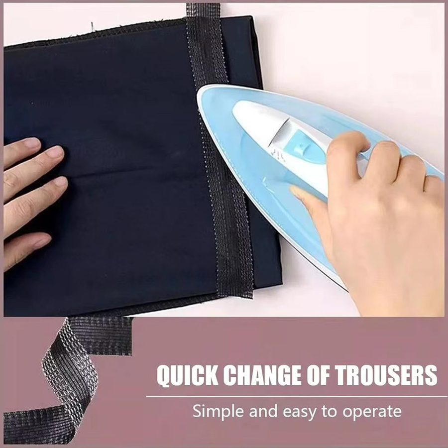 Selbstklebende Hosenkantenstreifen in Schwarz zum Verkürzen von Hosen, Jeans und T-Shirts als bügelbare Stoffbänder für den Saum - Bild 4