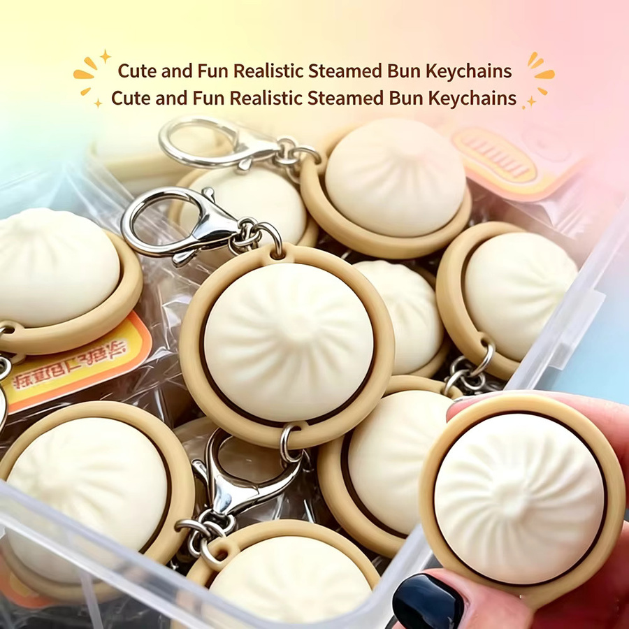 hairun Dampfbrötchen-Klick-Fidget-Schlüsselanhänger, mit Knistergeräusch, Pop-Taste, Stressabbau-Spielzeug - Bild 2