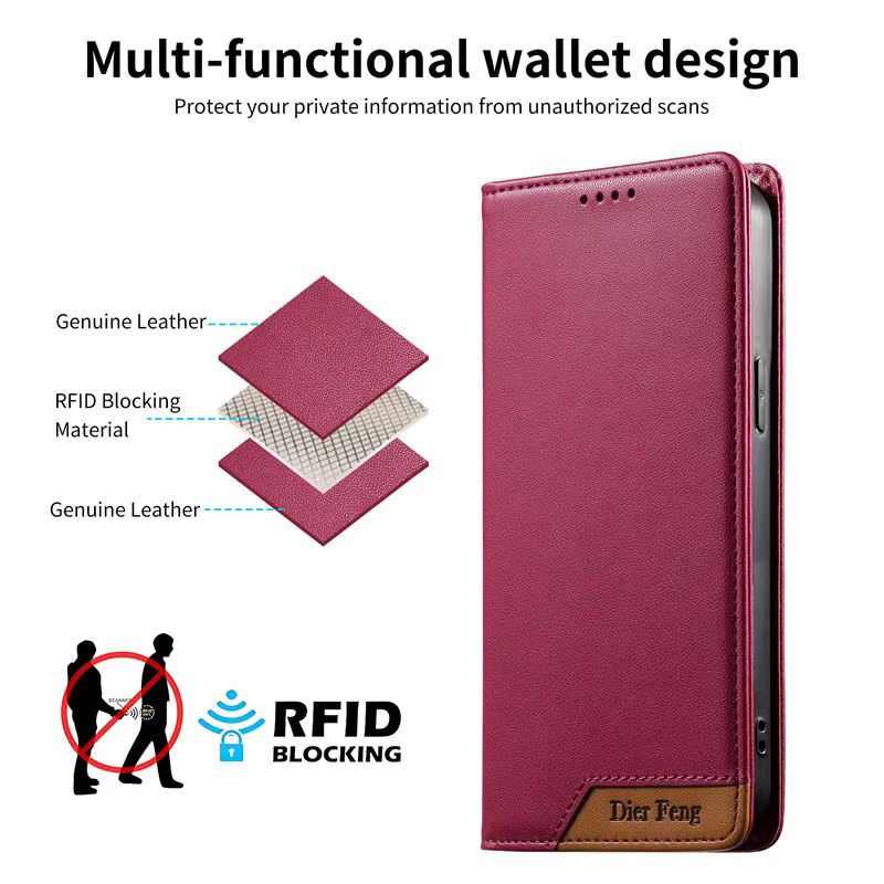 Leder Flip-Handyhülle für Xiaomi Redmi Note 15 4G / Note 15 Pro Plus / Note 15 5G mit magnetischer Wallet-Funktion in Schwarz oder Pink - Bild 5