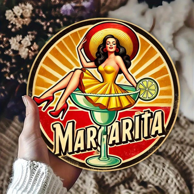 Retro Margarita Cocktail Aluminium Blechschild von Potdemiel als Vintage Wanddekoration in Multicolor und Schwarz - Bild 1