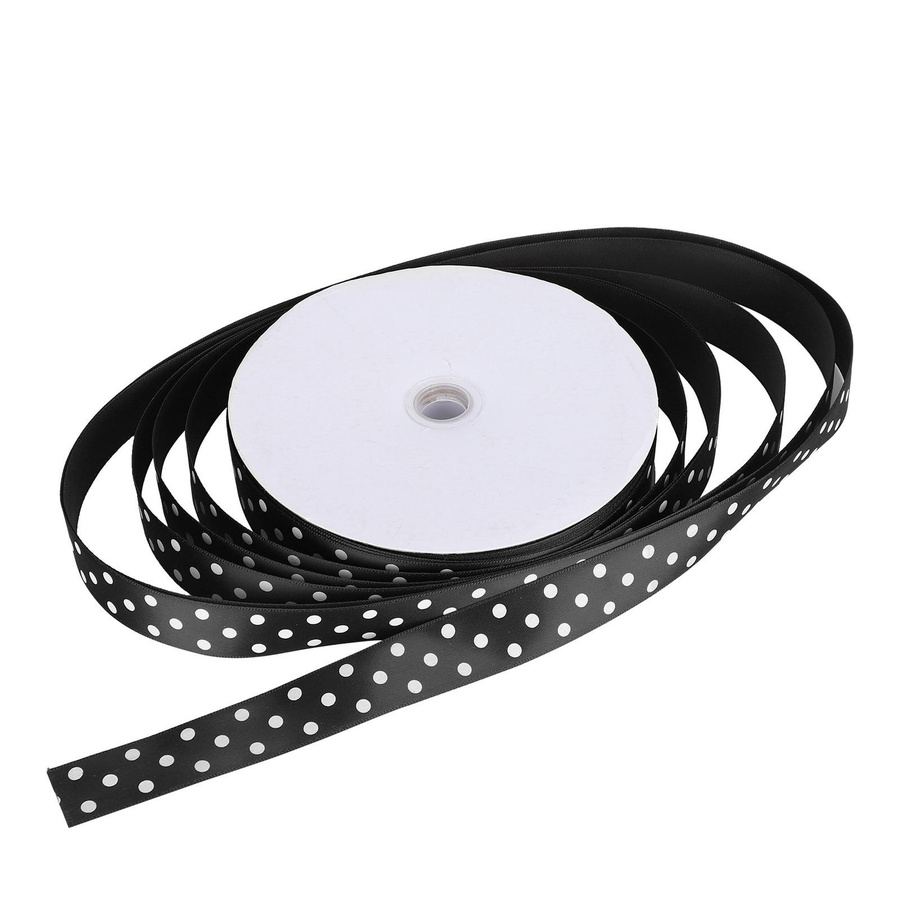 GoolRC Satinband mit Polka-Dot-Druck in Schwarz, Breite: 2,5 cm, Länge: 91,44 m - Bild 2