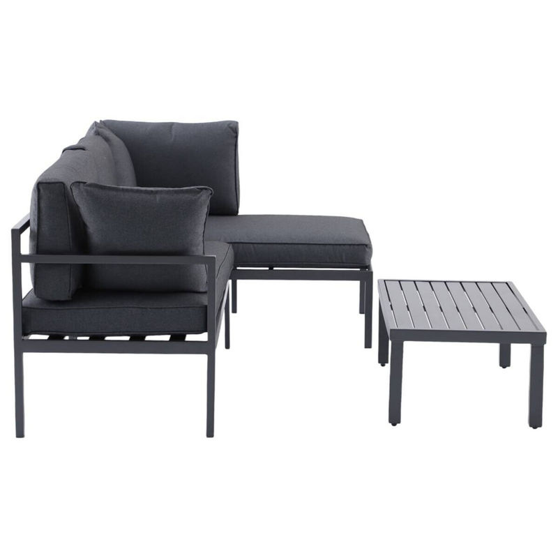 POCOline Loungeset Nizza in Dunkelgrau mit 2er Sofa, Ottomane und Tisch aus pulverbeschichtetem Stahlrohr inklusive Kissen - Bild 5
