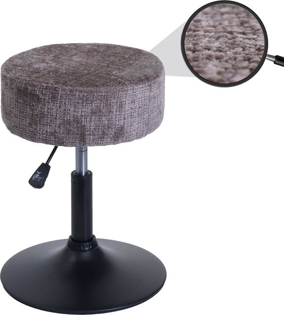 MCW Sitzhocker C22 höhenverstellbar und drehbar mit Chenille-Stoffbezug in Braun, Durchmesser: 37 cm - Bild 3