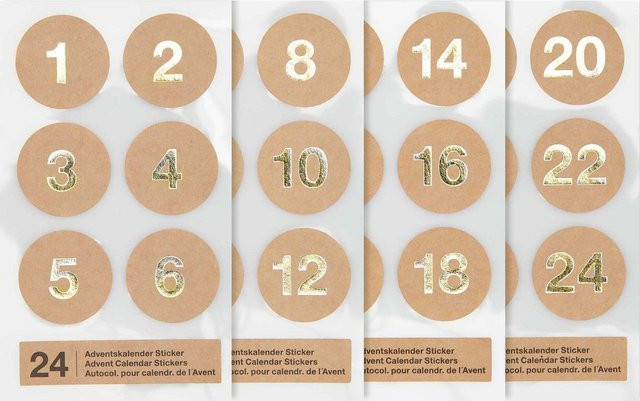 Rico Design Paper Poetry Adventskalender Sticker Zahlen 1-24 aus Kraftpapier in Natur - Bild 1