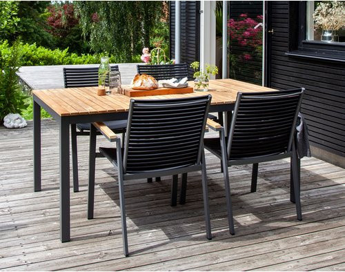 Cinas Gartenmöbelset aus Teakholz und Aluminium für 4 Sitzplätze in Grau/Anthrazit - Bild 1