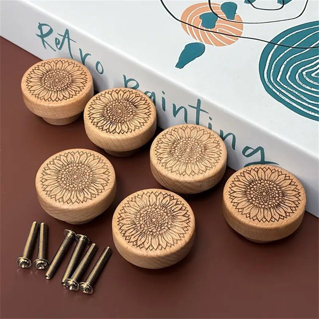 12 Möbelgriffe im Bohemien-Stil mit Sonnenblumen-Design für Kommoden und Küchenschränke - Bild 1