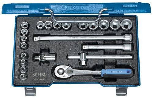 Gedore Steckschlüsselsatz 3/8 Zoll 22-teilig aus Chrom-Vanadium mit 6-Kant-Einsätzen 6-22 mm - Bild 1