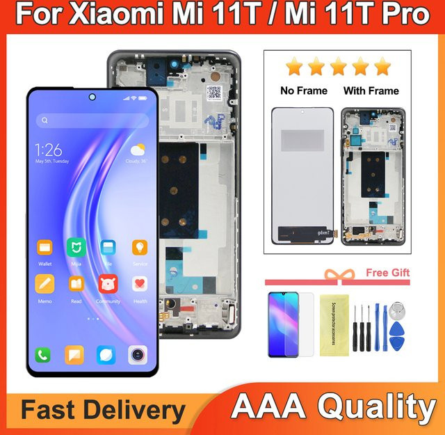Xiaomi 11T Pro LCD-Display mit Rahmen und Touch-Digitizer, 6,67 Zoll, Schwarz - Bild 1