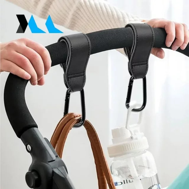 Drehbare Kinderwagen Organizer Haken aus Leder mit 360 Grad Rotation für Kinderwagen Zubehör - Bild 1