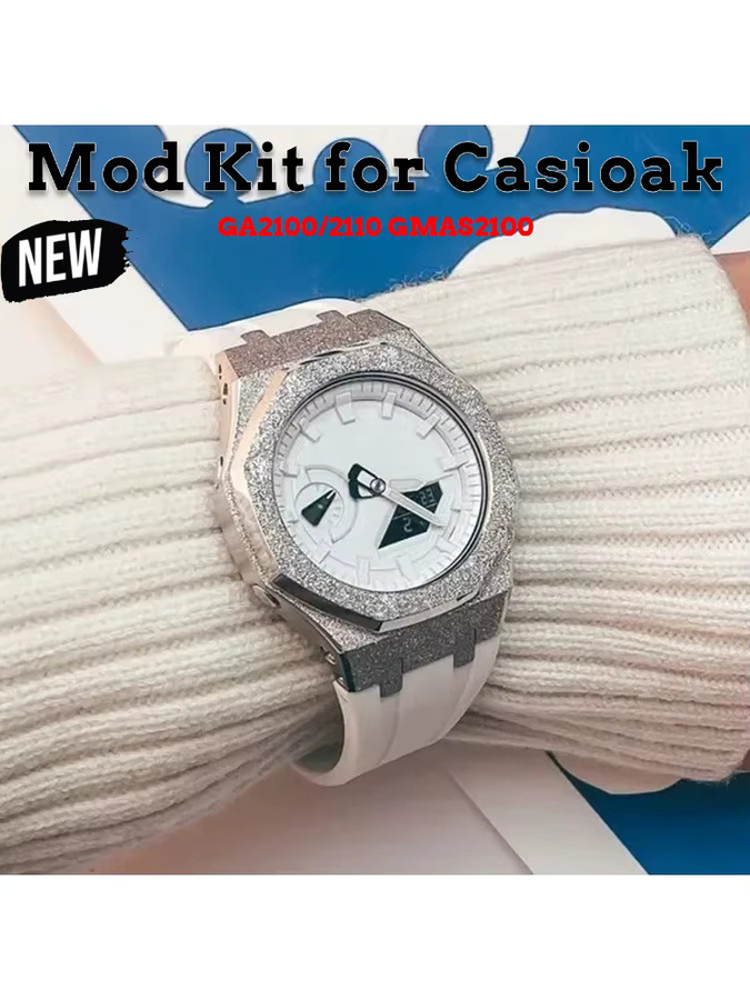 Geekthink Mod Kit für Casioak, Metalllünette, Kautschuk, Silber, Unisex - Bild 4
