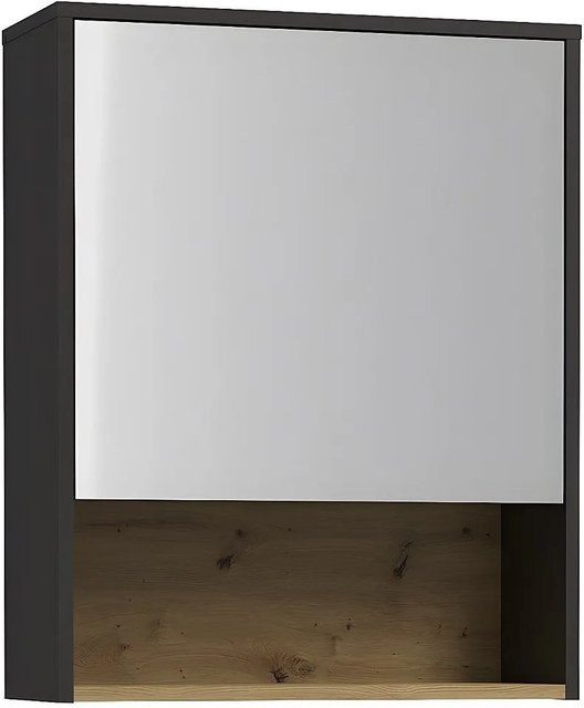Toilettenschrank Yangra von Vente-unique in Anthrazitgrau mit Spiegel auf der Tür, Breite: 60 cm - Bild 1
