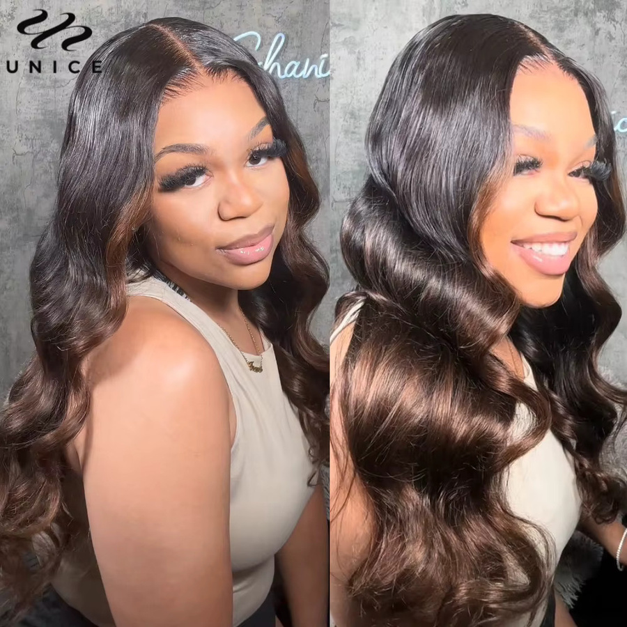 UNice Hair Body Wave Bundles, Chestnut Brown Ombre, Echthaar-Bündel - Bild 6