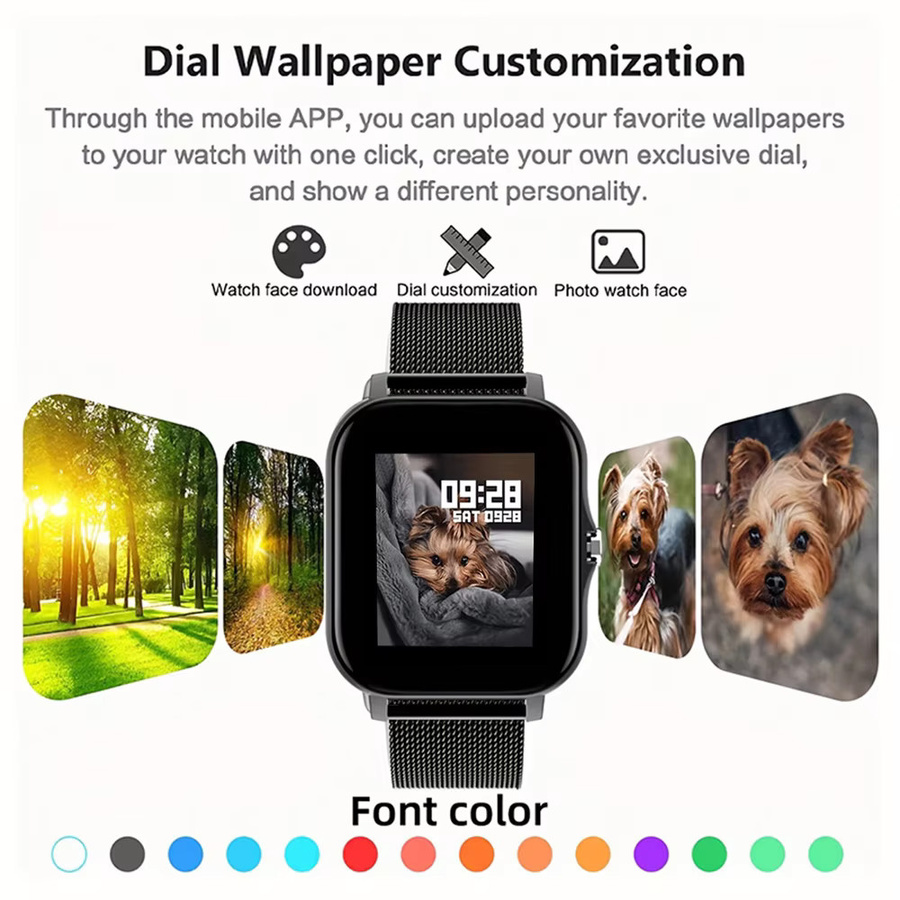 SIMSONLAB Smartwatch mit 1,44 Zoll HD-Bildschirm, Blutsauerstoff- und Blutdruckmessung, Schlafüberwachung und Bluetooth-Anruffunktion in Pink - Bild 2