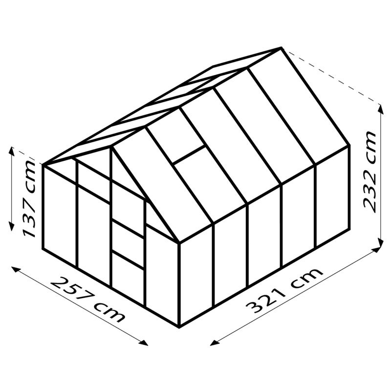 Vitavia Gewächshaus Merkur 8300 in Schwarz mit ESG-Glas und Schiebetür - Bild 2