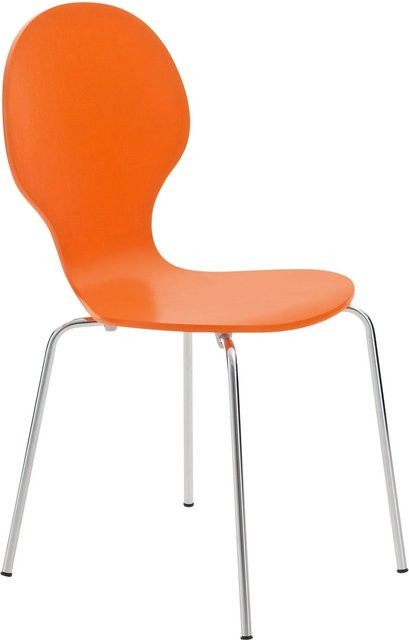 DELUKE Besucherstuhl ATHENS Konferenzstuhl und Bürostuhl aus Holz und Metall in Orange, B/T/H: 43 x 45 x 86 cm - Bild 1