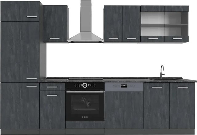 Vicco R-Line Küchenzeile in Schwarz und Anthrazit Beton, Breite: 300 cm - Bild 2