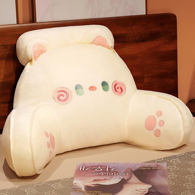 Binchi Fitness Dreieckskissen mit Tier-Motiv in Weiß, weiches Kuschelkissen aus Polyester für Bett und Sofa, Breite: 40 cm - Bild 1