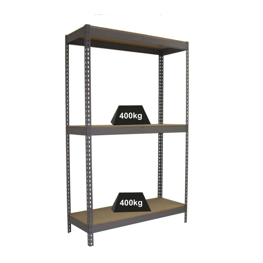 PROREGAL Schwerlastregal Big Wood Yeti Grau H x B x T: 200 x 180 x 60 cm mit verstellbaren Fachböden und 400 kg Fachlast - Bild 2