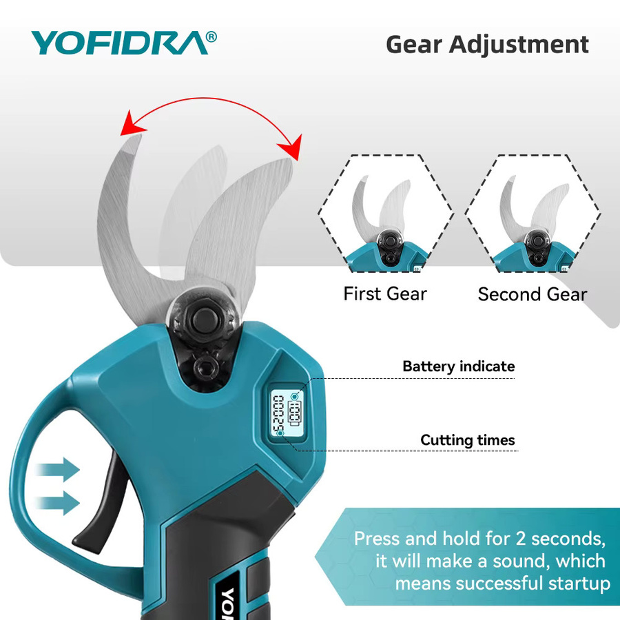 Yofidra Bürstenlose elektrische Astschere mit 30mm Schneidkapazität in Blau für Makita 21V Akku - Bild 4