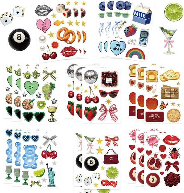 8er Set koreanische Collage Aufkleber im Winddichte-Stil für dein DIY Guka Tagebuch und deine Telefonhülle, Multicolor, von AnimeWorlds Store - Bild 1