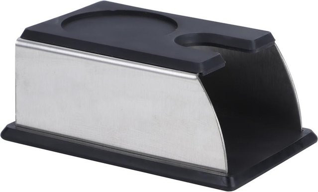 OutsideWorld Kaffee Tamper Ständer mit rutschfester Silikonmatte und Edelstahl, Schwarz - Bild 1