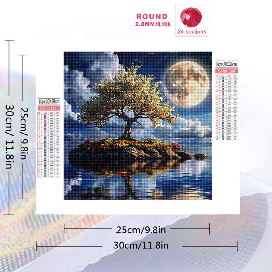 Evershine 5D DIY Diamantstickerei Mond und Landschaft Mosaik Wandkunst Set, Mehrfarbig - Bild 2