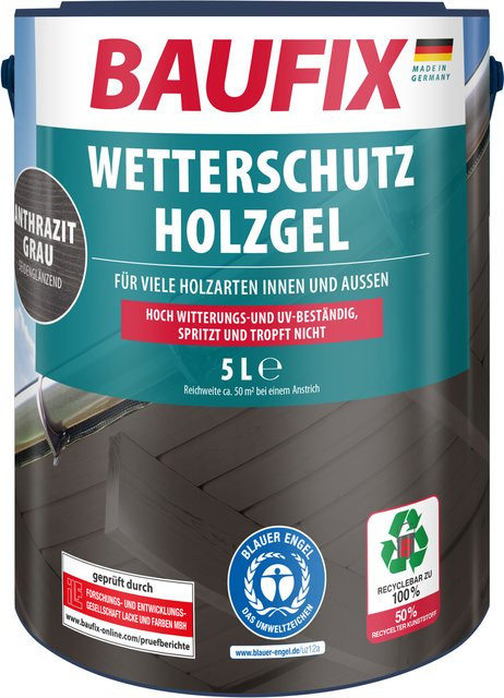 BAUFIX Wetterschutz-Holzgel Anthrazitgrau 5 Liter - Bild 1