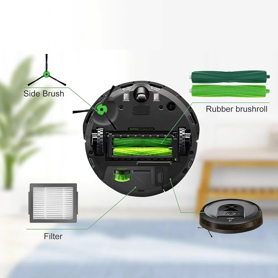 HOME TIMES Ersatzteile kompatibel für iRobot Roomba E I J Serie E5 E6 i7 i6 i1 i2 i3 i3+ i4 i8 Gummi-Seitenbürsten und Filter aus Silikon und Kunststoff - Bild 3