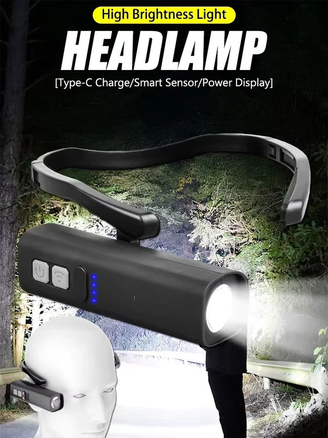 BALDR Ohrclip-Sensor-Stirnlampe mit LED, wiederaufladbar und wasserdicht, Farbe: Schwarz - Bild 6