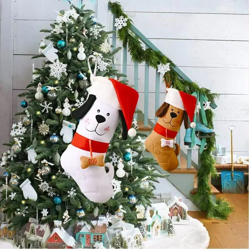 Weihnachtlicher Hunde-Knochen Geschenkstrumpf aus Baumwolle für Haustiere und Kinder, Mehrfarbig - Bild 3