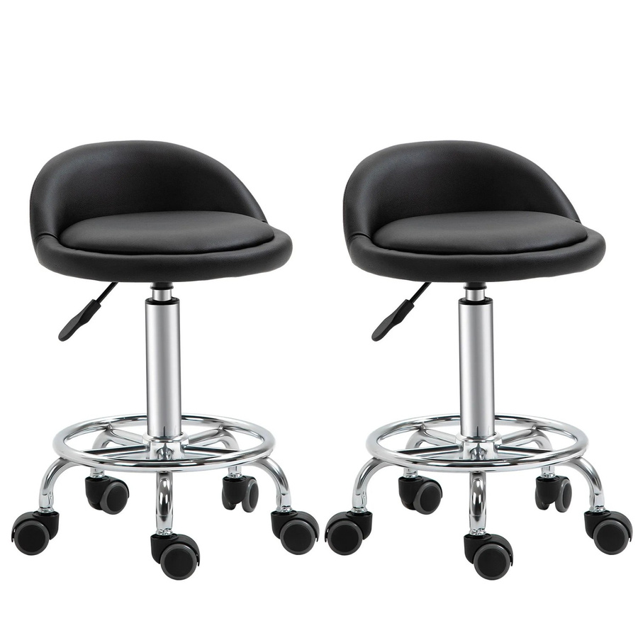 HOMCOM Salon Hocker aus Kunstleder in Schwarz, B/T/H: 38 x 38 x 72 cm - Bild 2