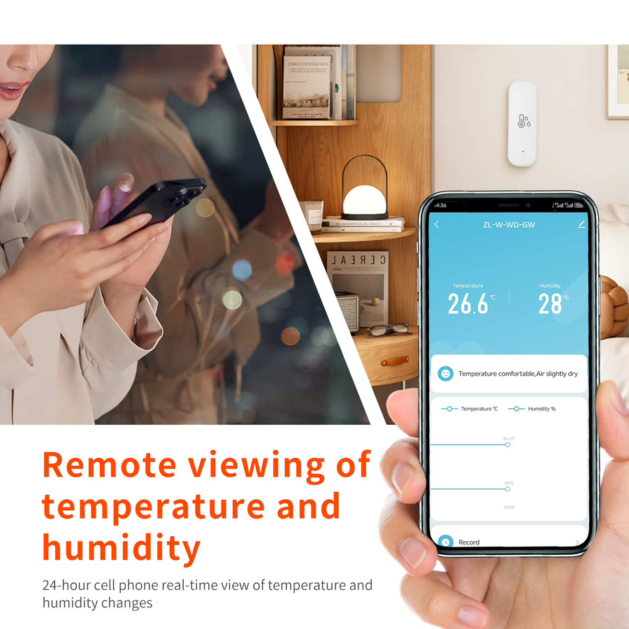 Tuya Smart Home WiFi Temperatur Sensor und Hygrometer in Weiß zur Überwachung von Temperatur und Luftfeuchtigkeit mit Alexa und Google Home Unterstützung - Bild 3