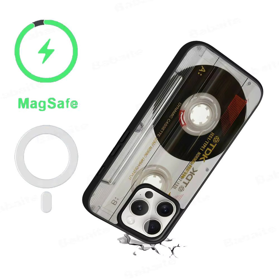 Magnetische Radioband-Kassetten Telefonhülle für Apple iPhone 17 16 15 14 13 12 11 Pro Max Plus mit kabellosem Laden in Transparent - Bild 3