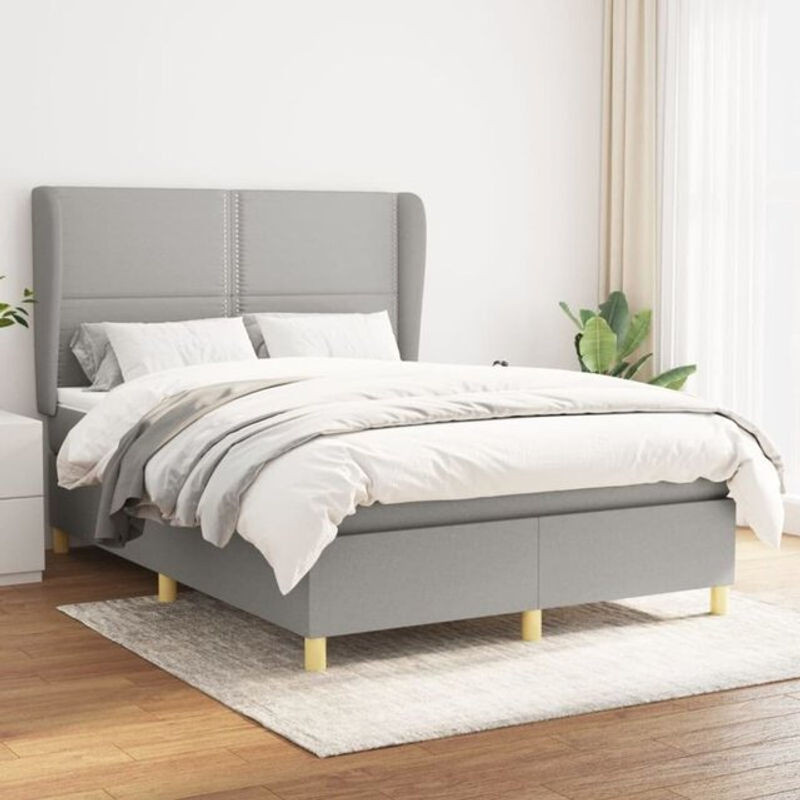 vidaxl Boxspringbett mit Matratze aus Stoff in Grau, B/T/H: 140 x 200 cm - Bild 1