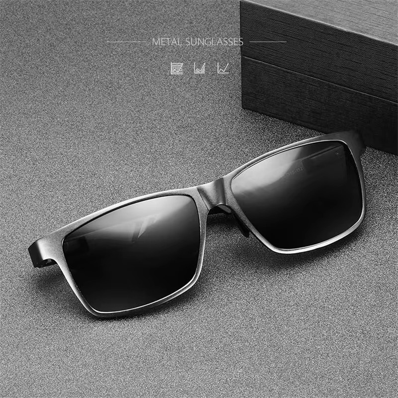 Sonnenbrille Aviator, Aluminium, Vollrand, Schwarz, Herren - Bild 3