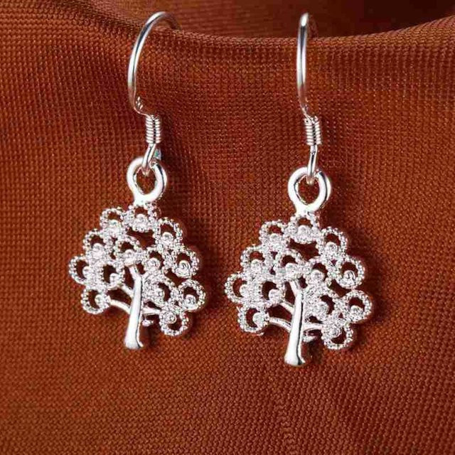 Neue Charms Baum-Ohrringe, 925 Sterling Silber, Damen - Bild 1