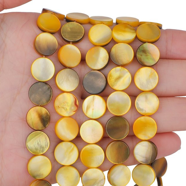xilitata Perlmuttperlen, gelb, 10 mm, Süßwassermuschelperlen - Bild 1