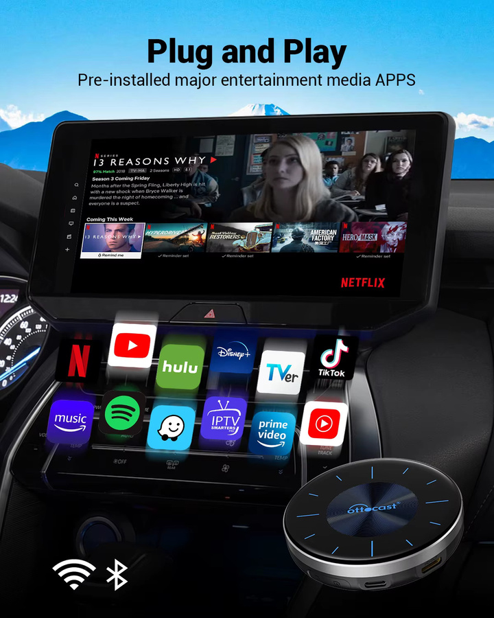 OTTOCAST P3 OttoAibox Wireless Android Auto und CarPlay Smart TV Box mit Wi-Fi und Bluetooth in Schwarz - Bild 6