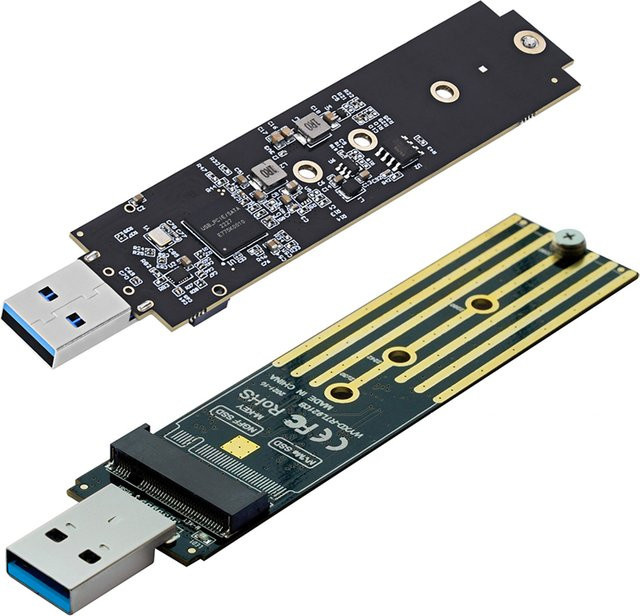 VODOOL M.2 NVMe und SATA USB-C Adapter mit 10Gbps Dual-Protokoll Unterstützung, Schwarz - Bild 1