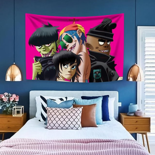 Gorillaz Wandteppich von HAPPYHORSE als dekorativer Wandbehang aus Polyester, Mehrfarbig, Breite: 127 cm, Höhe: 101,6 cm - Bild 1