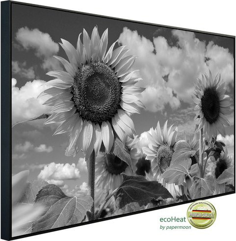 papermoon EcoHeat Infrarotheizung Sonnenblume Schwarz Weiss Matt-Effekt mit App-Steuerung und Überhitzungsschutz - Bild 1