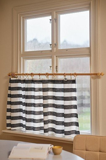 Jotex Caféhausvorhang IRIS schwarz gestreift aus Baumwolle, semi-transparent, B/H: 70 x 250 cm - Bild 1