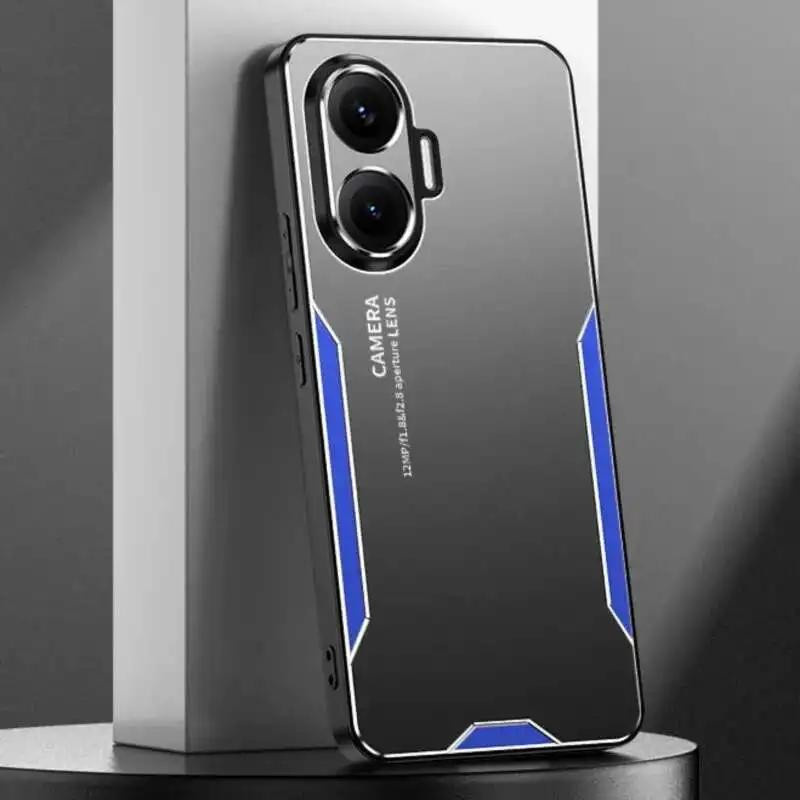 Stoßfeste Business Handyhülle mit Metalltextur-Legierung für Xiaomi Redmi Note Serie in Blau - Bild 2
