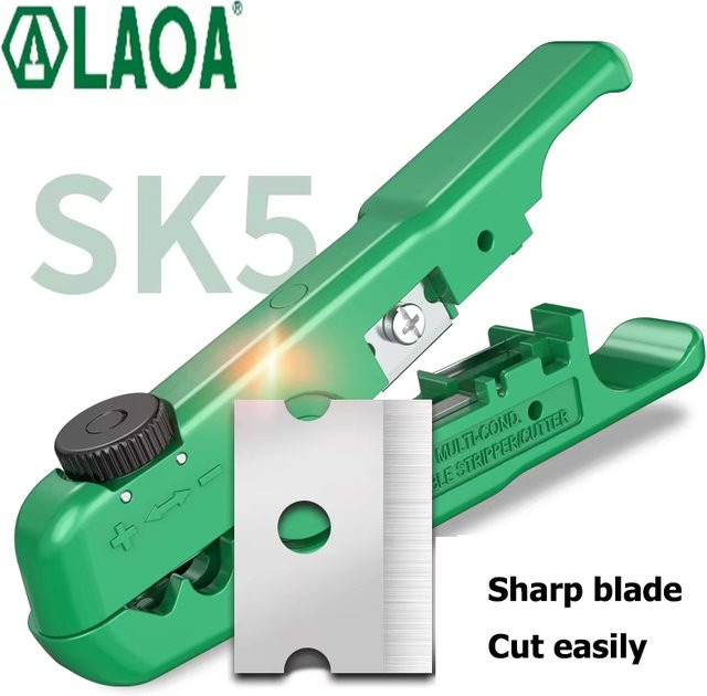 LAOA Mini Multifunktionaler Drahtabisolierer und Netzwerk-Abisolierer in Grün, Einstellbar für 3,2-9,5mm - Bild 1